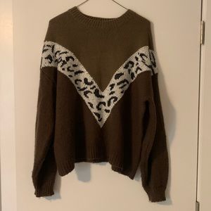 Brown w/ Cheetah Print Sweater